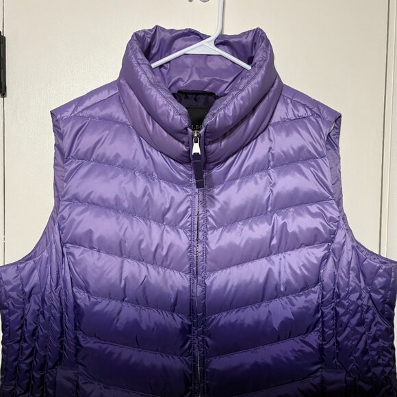 Talbots Women's Plus Full-Zip Purple Ombre Quilted Down Puffer Vest 2X Pockets - Picture 2 of 10